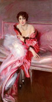 Giovanni Boldini : Portrait Of Madame Juillard In Red
